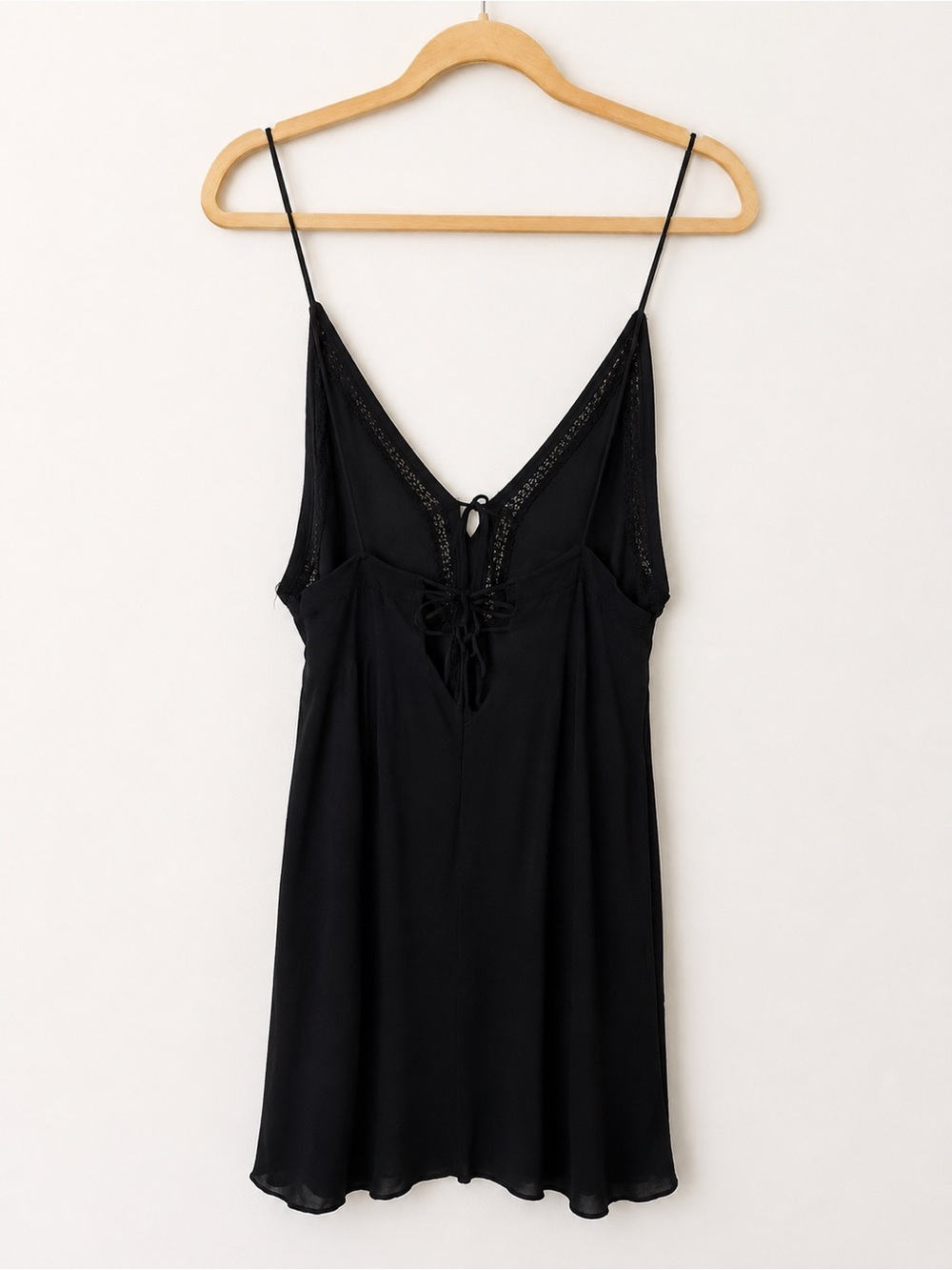 Free People Intimately Black Lace-Up Slip Dress | Boho Mini Dress - Picture 3 of 5